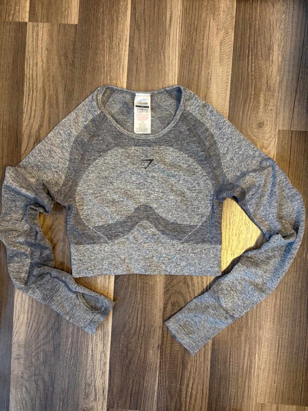 Gymshark Grey Long Sleeve WORKOUT Crop Top size small